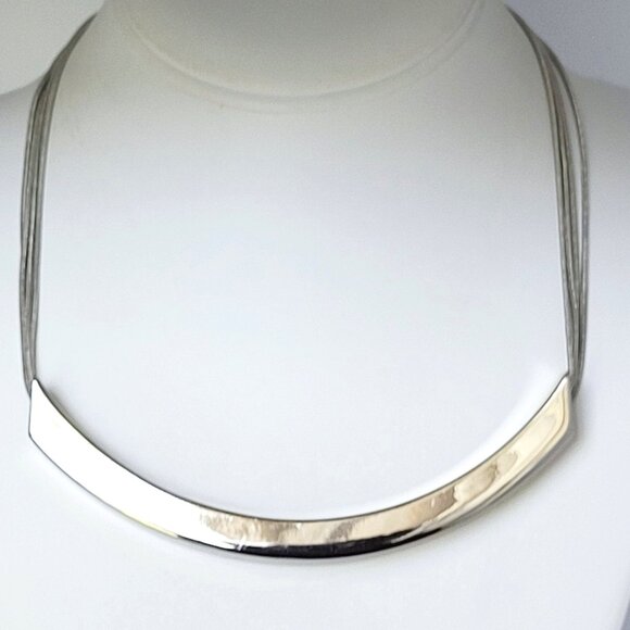 EXPRESS Silver Tone Multi Snake Chain Bar Necklace 18" - Picture 1 of 6